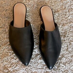Black Leather Mule Slides